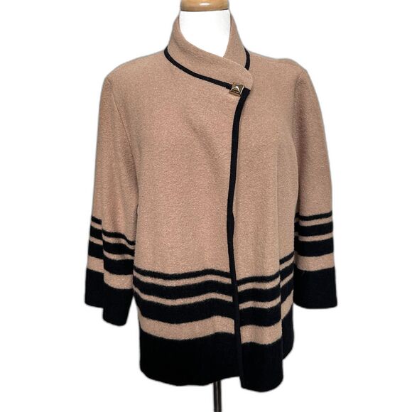 Karl Lagerfield Camel and Black Wool Cardigan - Women XL - Quiet Luxury Chic - Picture 1 of 7